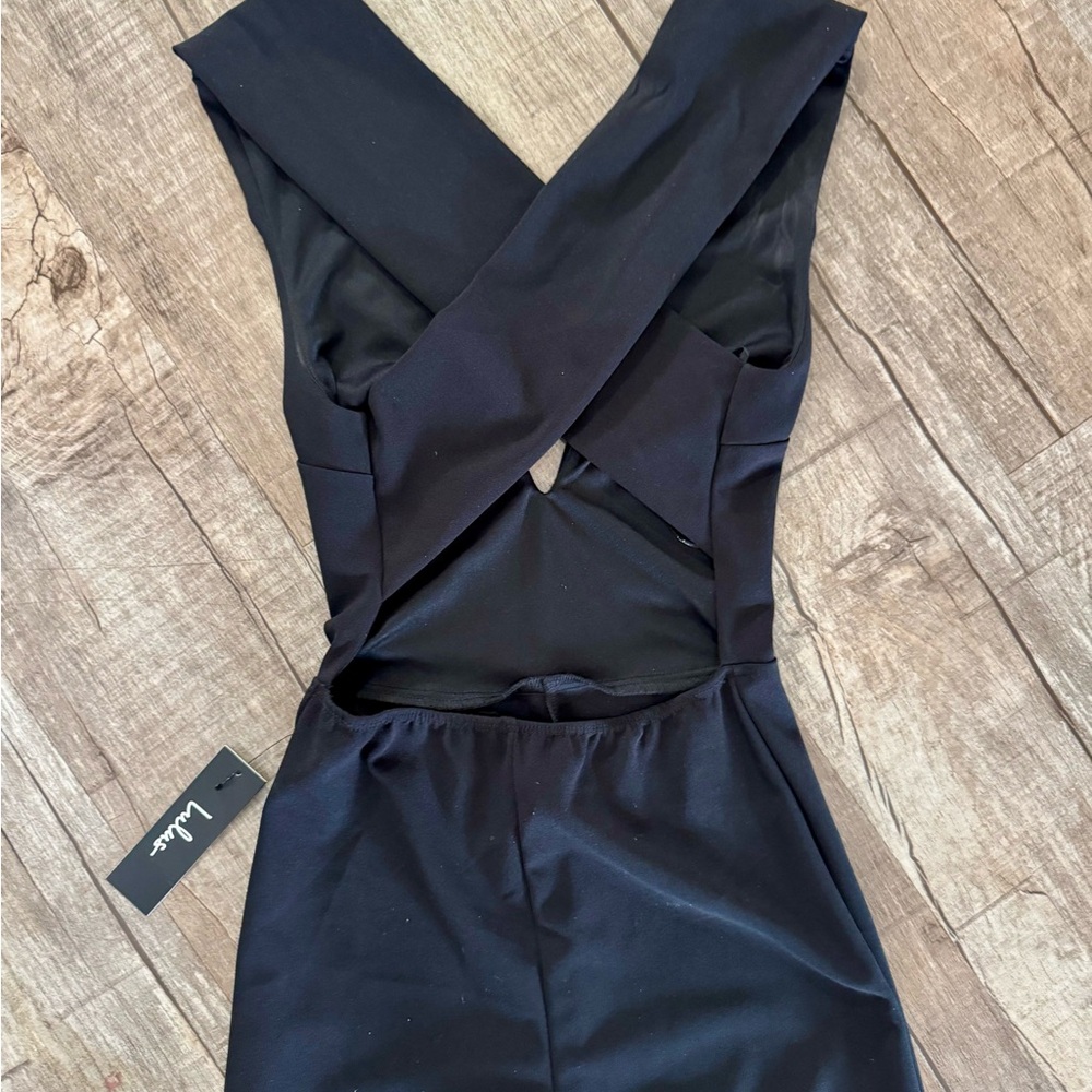 NWT Lulus Thinking Out Loud Black Backless Jumpsuit Size XS Criss Cross Back‎ - Picture 11 of 14
